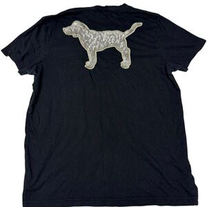 PINK by Victoria's Secret Black T-Shirt with Sequin Dog sz large short sleeve
